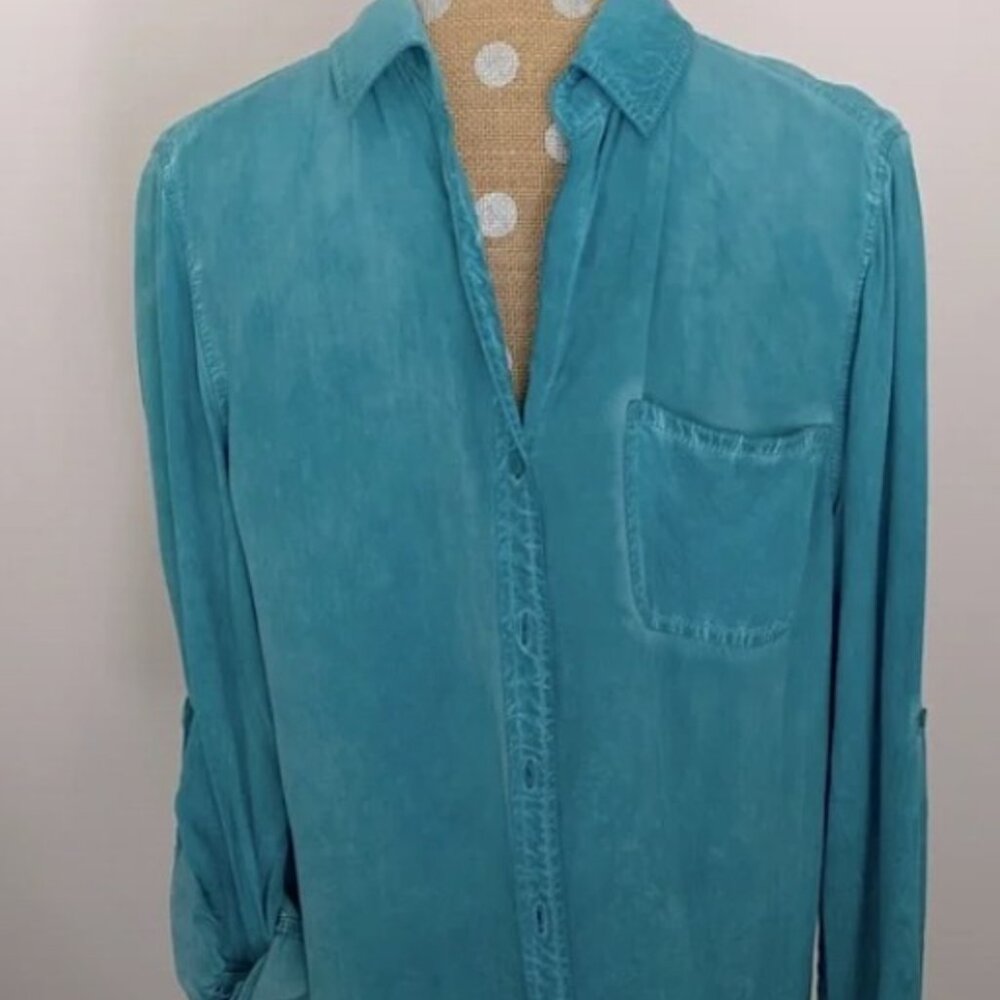 Velvet Heart,Shirt, long sleeve, buttons, Turquoise Blue, L